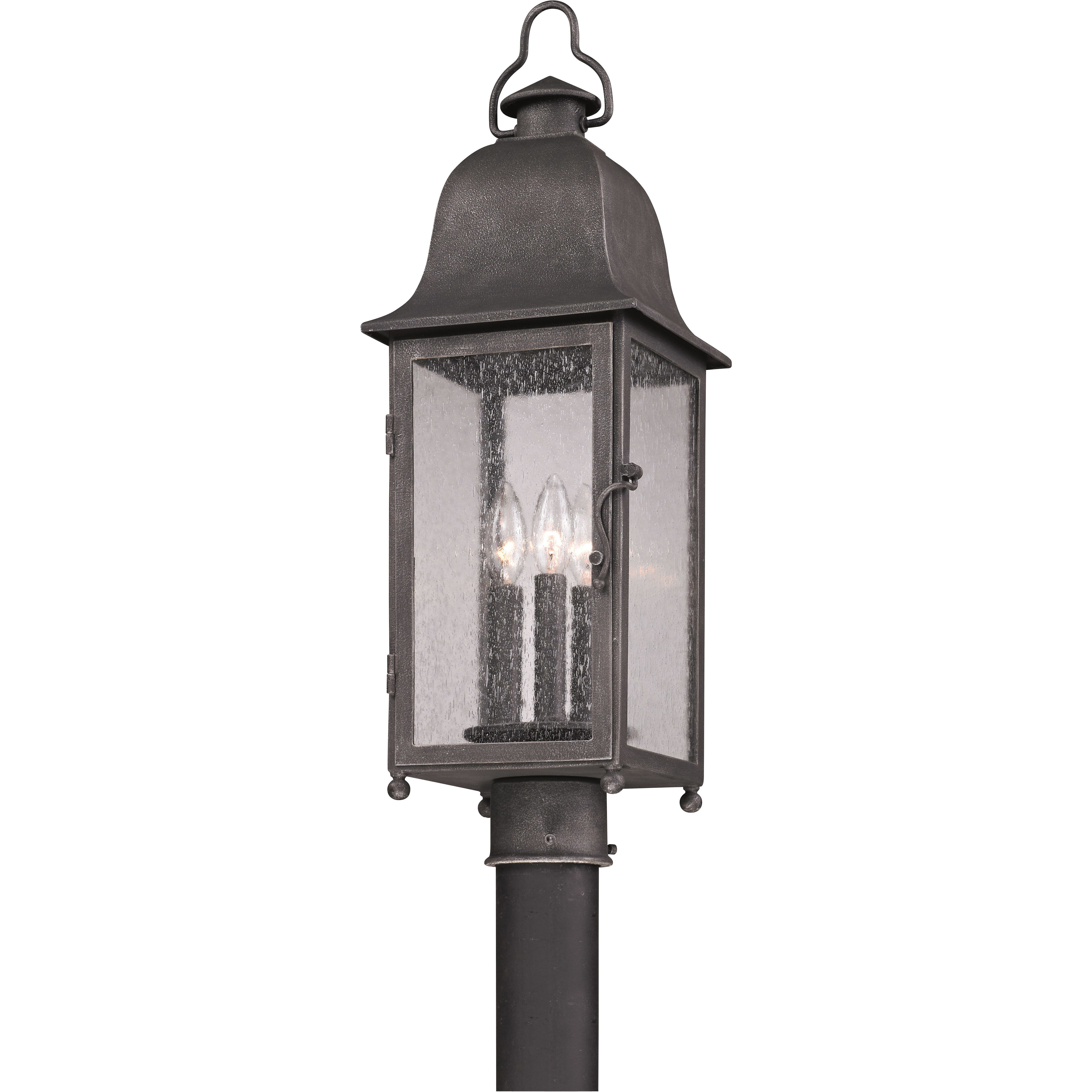 Pella 3 Light 25 inch Aged Pewter Post