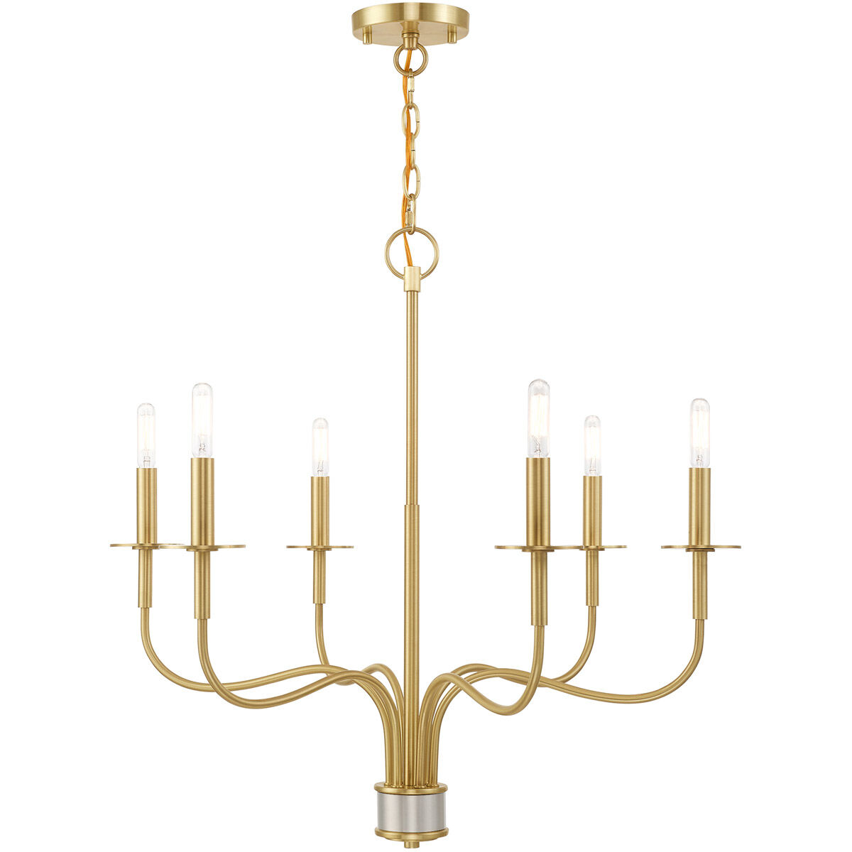 Lisbon 6 Light 26 inch Satin Brass Chandelier Ceiling Light