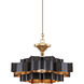 Grand Lotus 1 Light 20.25 inch Satin Black/Contemporary Gold Leaf Chandelier Ceiling Light, Small, Convertible to Semi-Flush