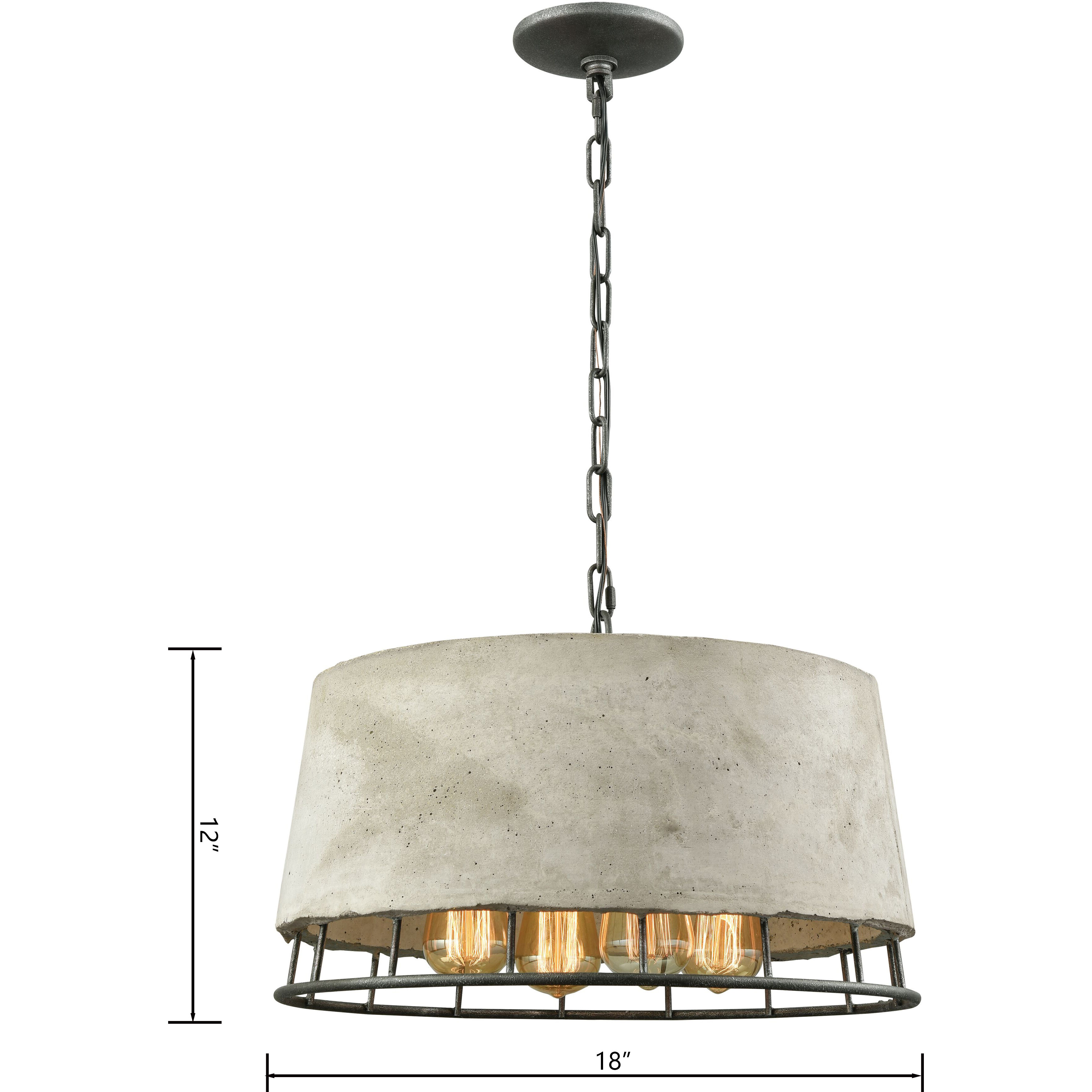 Brocca 4 Light 18 inch Concrete with Silverdust Iron Chandelier Ceiling Light