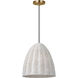Sean Lavin Norman Pendant Ceiling Light in Satin Brass with Chalk Wicker