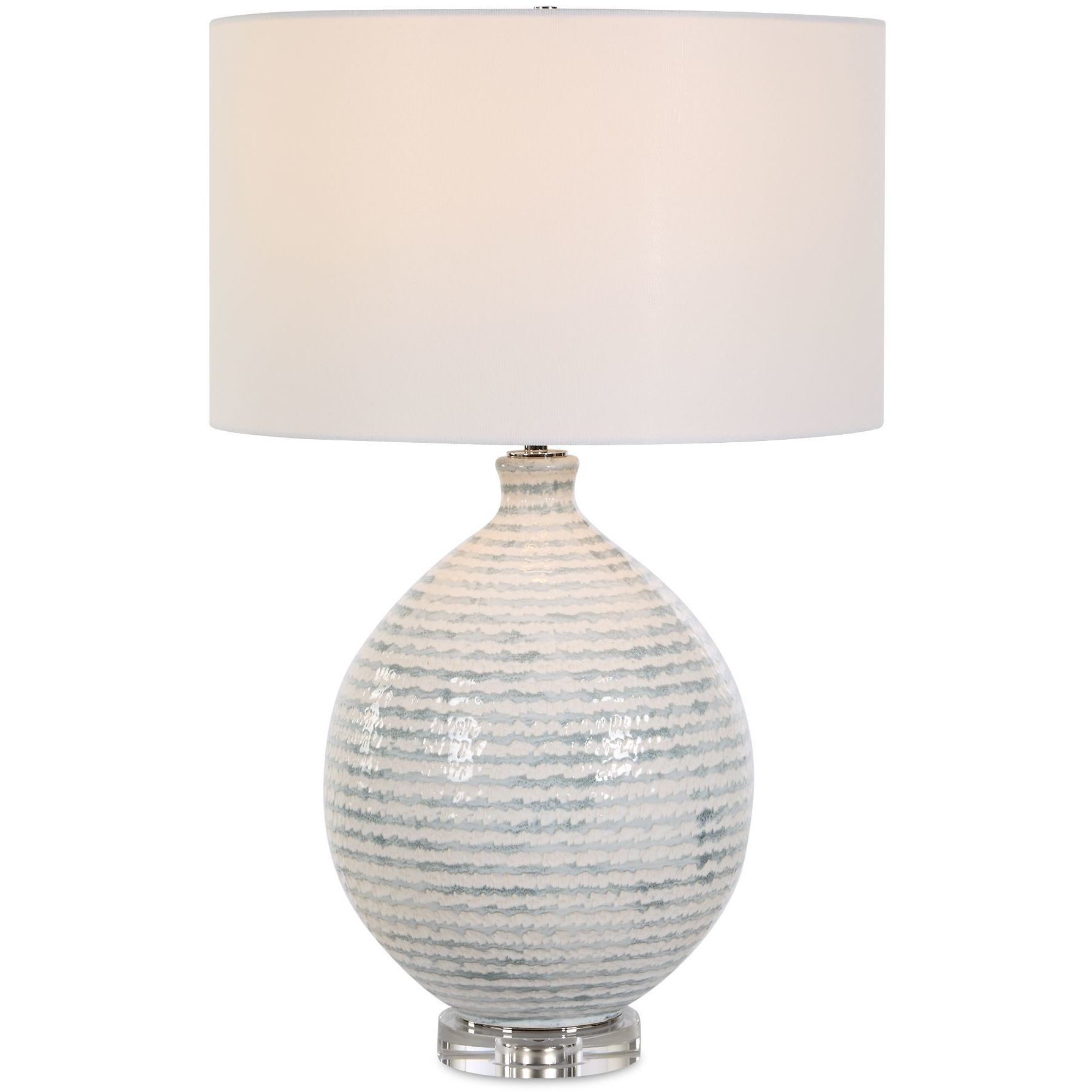 Clary 26.5 inch 150 watt White And Gray with Crystal and Antique Brass Table Lamp Portable Light