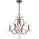 Serafina 4 Light 20 inch Hand Applied Venetian Golden Bronze Mini Chandelier Ceiling Light