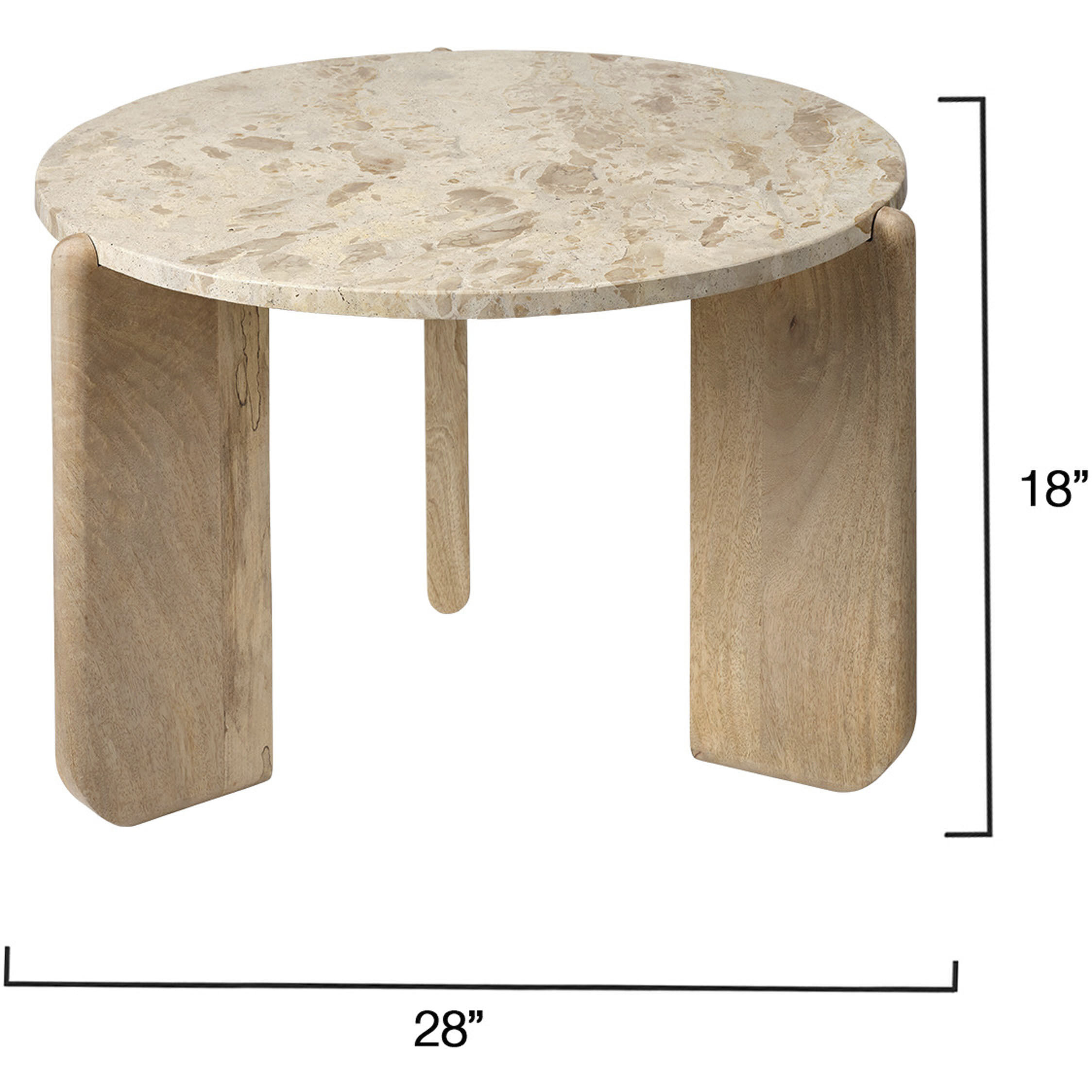 Quarry 28 X 18 inch Natural Light Mango Wood and Natural Tan Stone Coffee Table