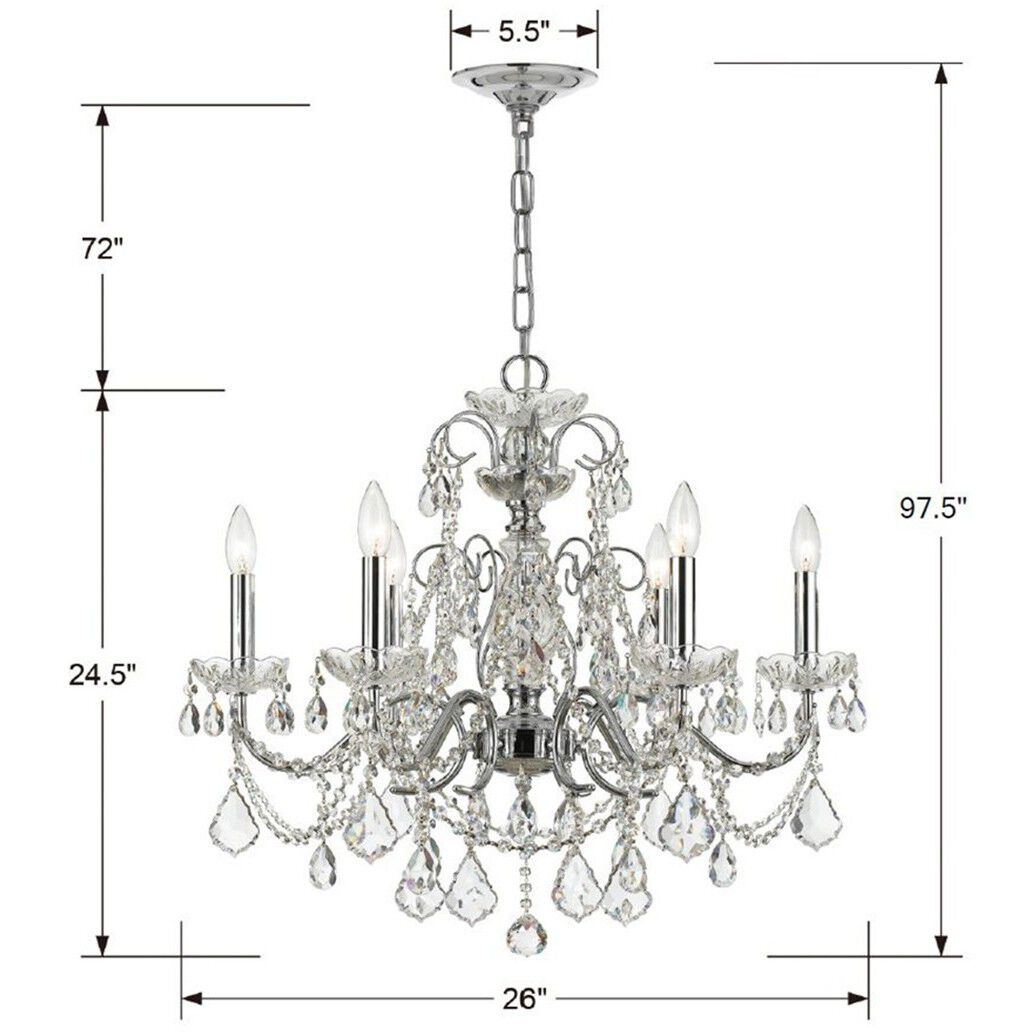 Imperial 6 Light 26 inch Polished Chrome Chandelier Ceiling Light in Clear Swarovski Strass