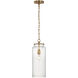 Thomas O'Brien Katie LED 7 inch Hand-Rubbed Antique Brass Cylinder Pendant Ceiling Light in Seeded Glass, Large