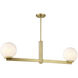 Modern 2 Light 42 inch Natural Brass Linear Chandelier Ceiling Light
