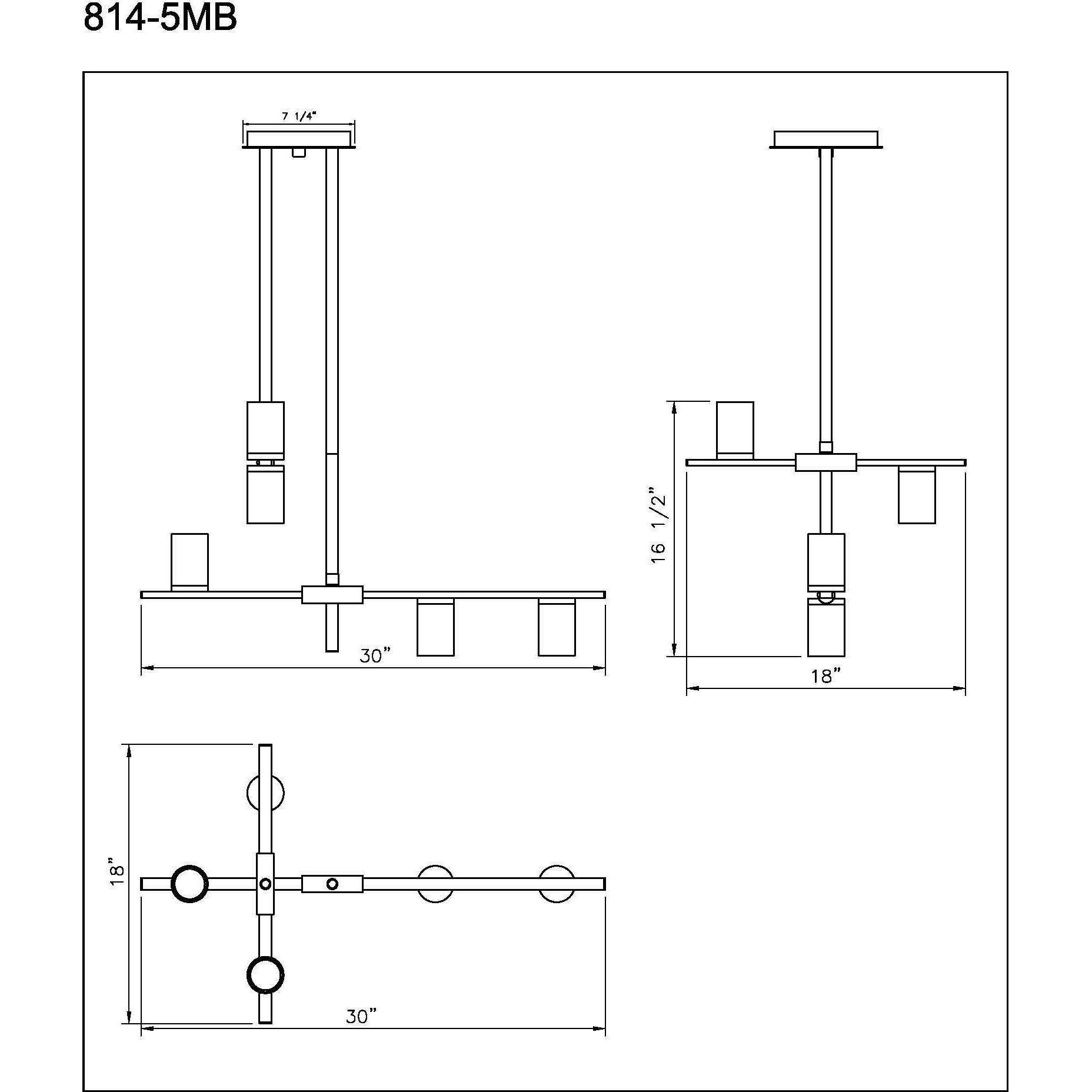 Calumet 5 Light 18 inch Matte Black and Polished Nickel Chandelier Ceiling Light