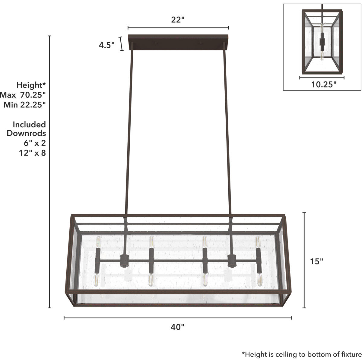 Felippe 8 Light 40 inch Onyx Bengal Linear Chandelier Ceiling Light