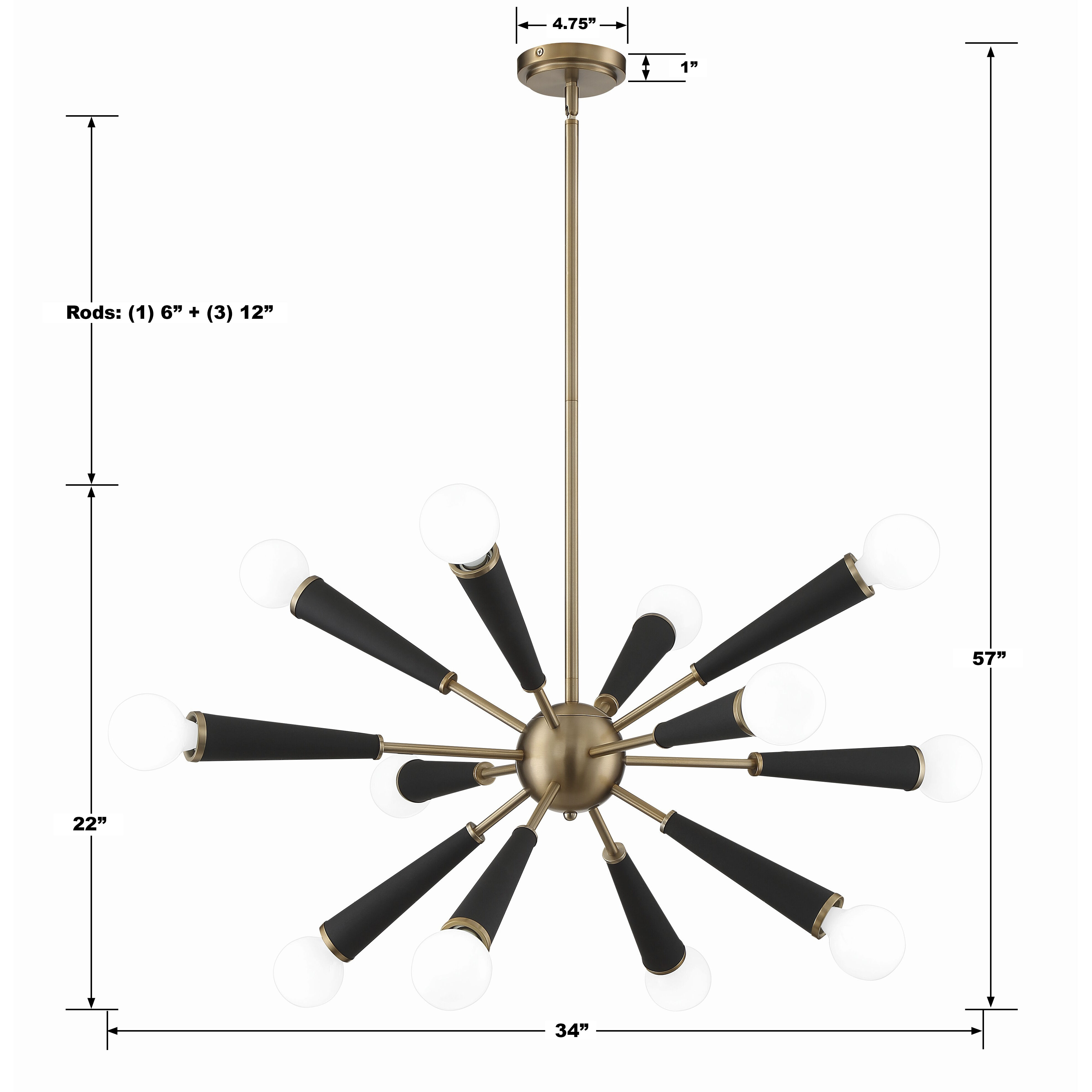 Zodiac 12 Light 34 inch Aged Brass Chandelier Ceiling Light