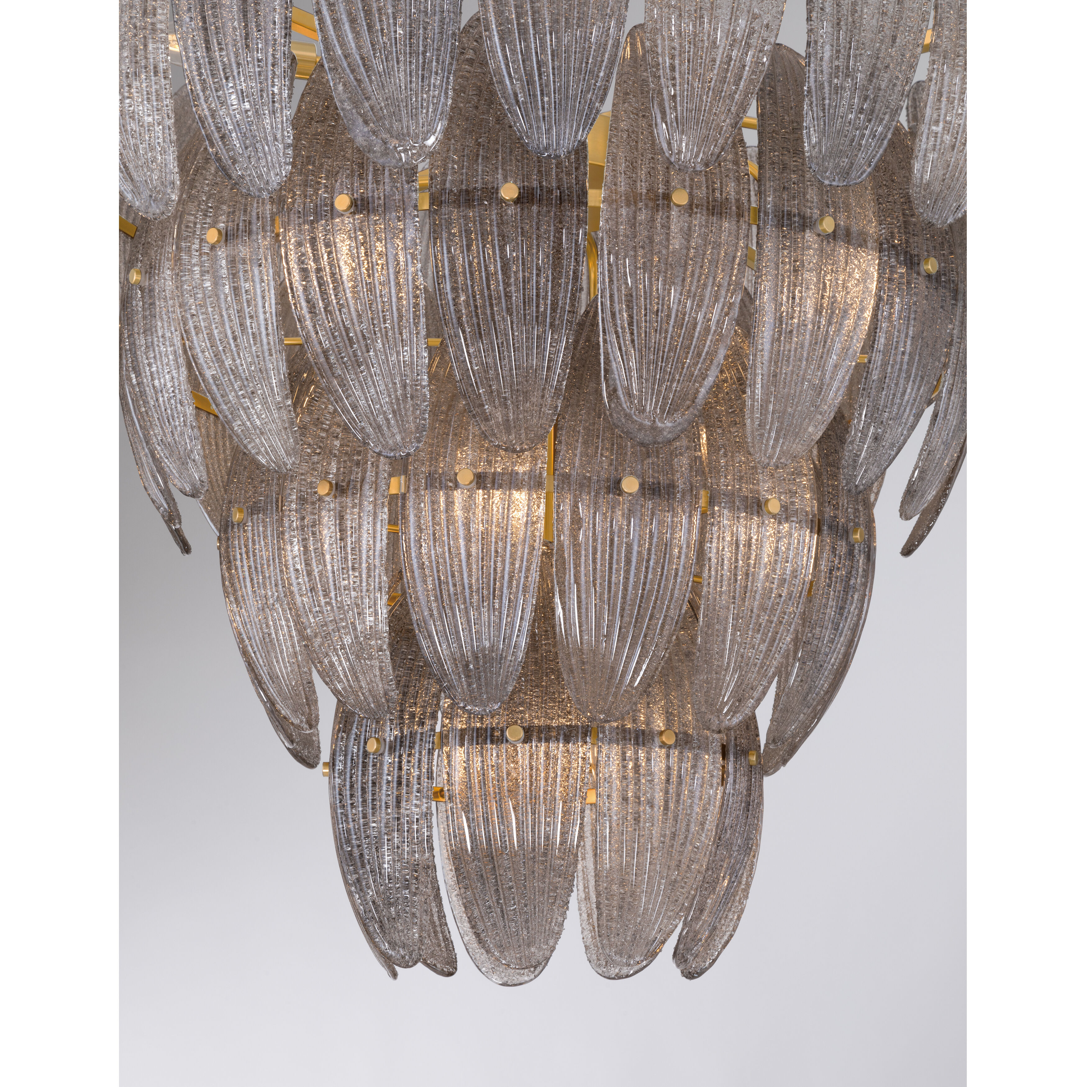 Marclaire 15 Light 32.75 inch Legacy Brass Pendant Ceiling Light in Grey Textured Handmade Glass