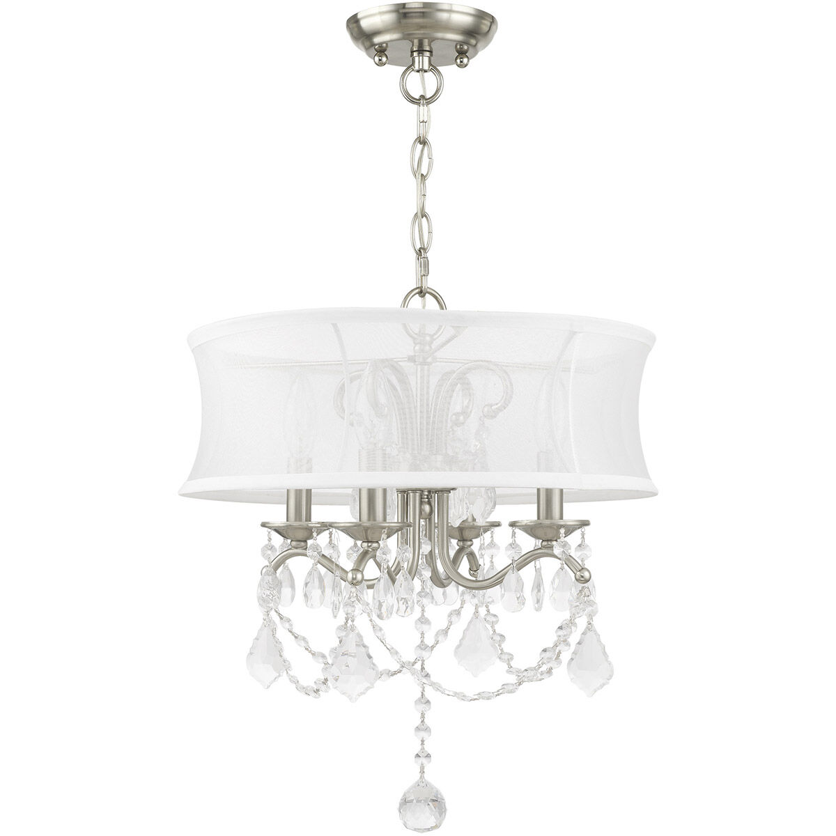 Newcastle 4 Light 16 inch Brushed Nickel Convertible Mini Chandelier/Ceiling Mount Ceiling Light