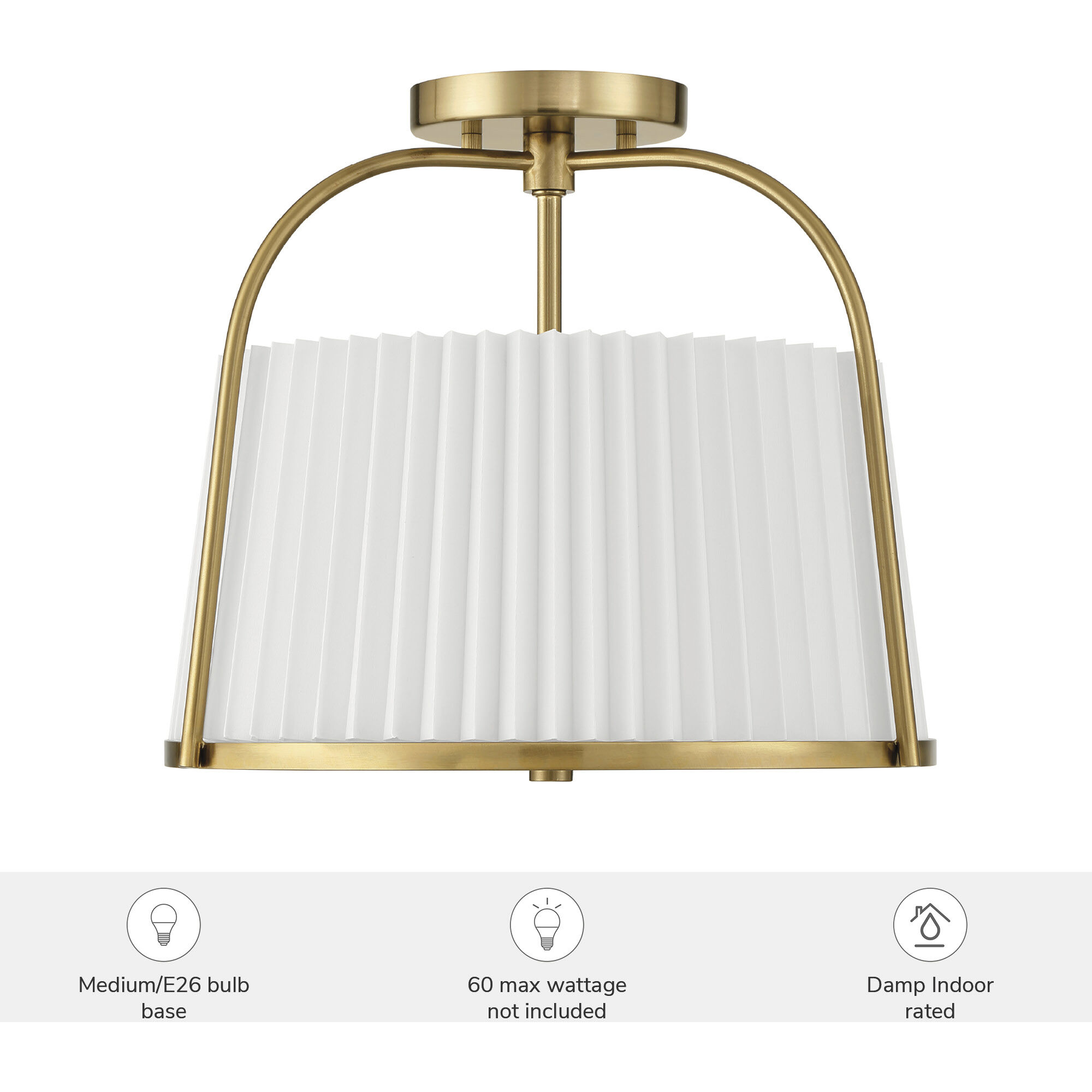 Atmore 2 Light 14 inch Alturas Gold Semi Flush Mount Ceiling Light, Large