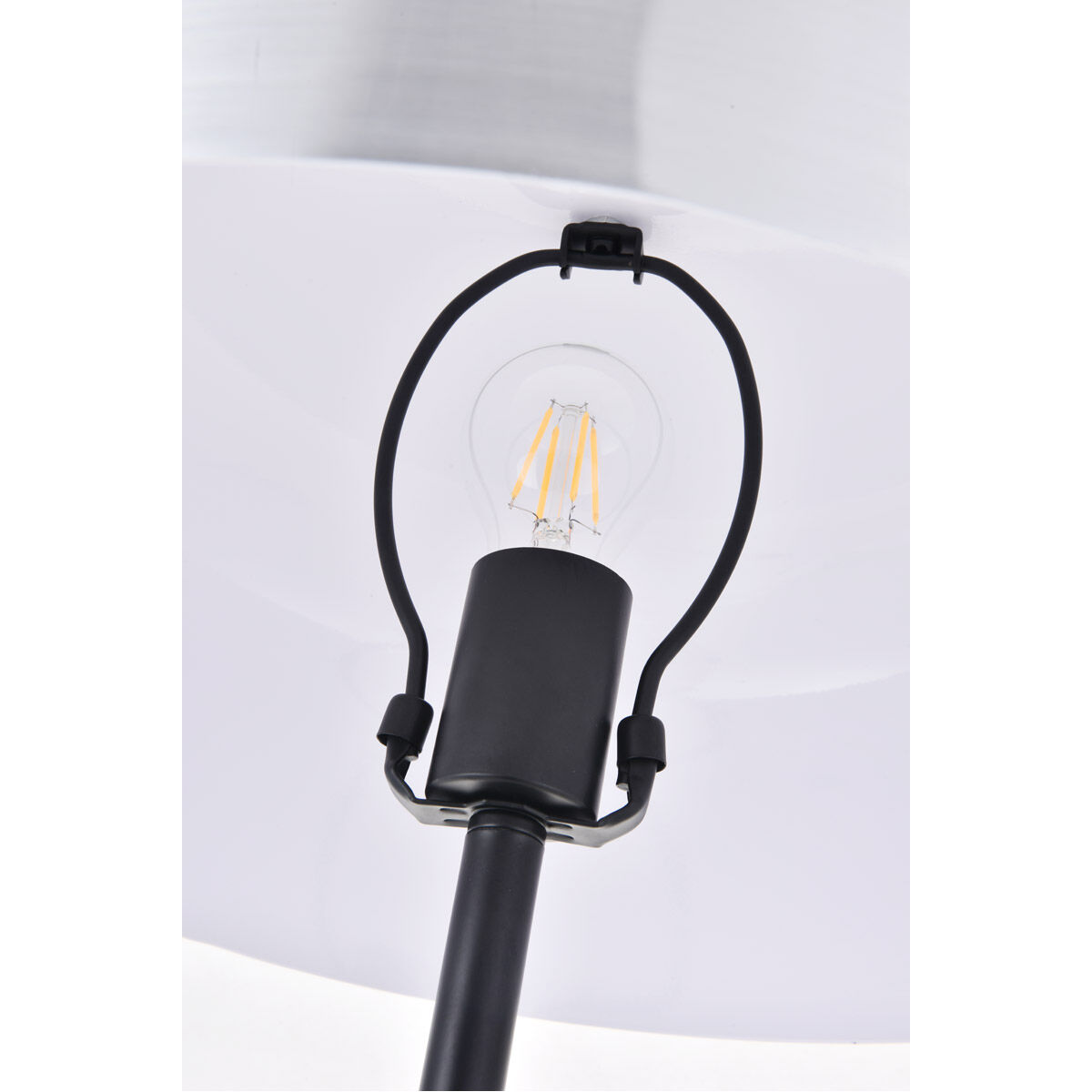 Exemplar 63 inch 40 watt Brushed Nickel and Black with White Marble Floor lamp Portable Light in Burnished Nickel