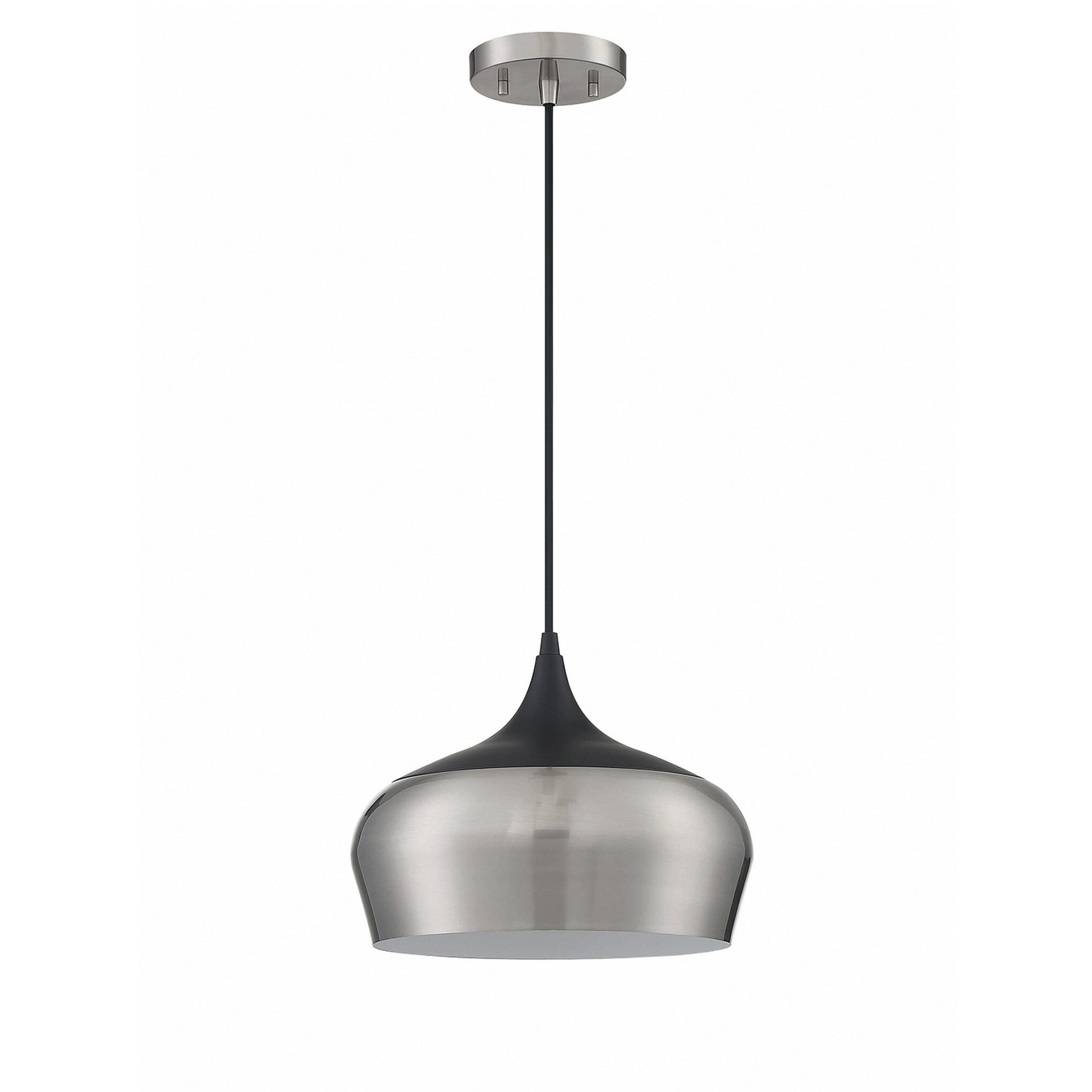 Orian 1 Light 12 inch Satin Nickel and Black Pendant Ceiling Light