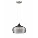 Orian 1 Light 12 inch Satin Nickel and Black Pendant Ceiling Light