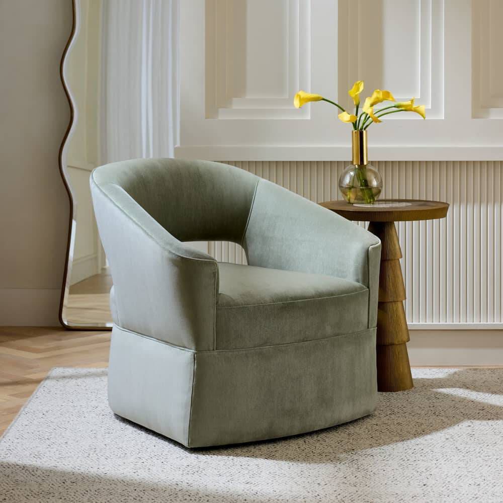 Lana Sage and Blackened Iron Lounge Chair