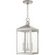 Nyack 3 Light 8.25 inch Brushed Nickel Outdoor Pendant Lantern