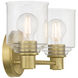 Vessair 2 Light 14 inch Vintage Brass Bathroom Vanity Light Wall Light
