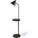 Oliver 59 inch 100.00 watt Matte Black and Walnut Poplar Wood Task Shelf Floor Lamp Portable Light, with AdessoCharge Wireless Charging Pad and USB Port