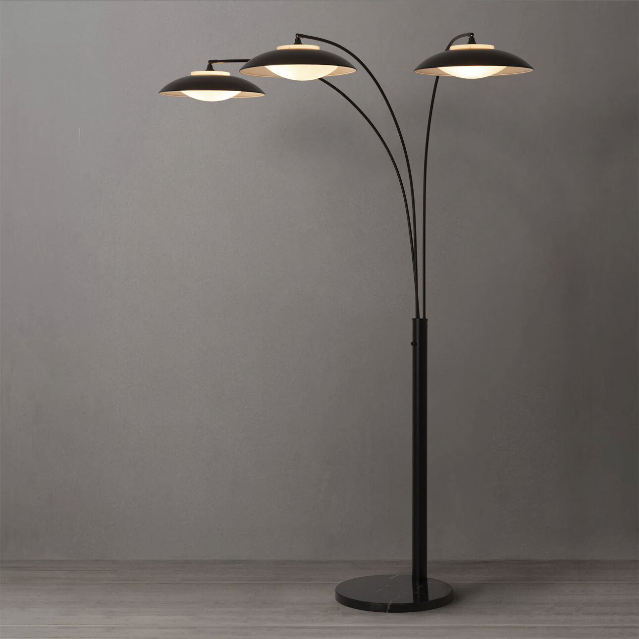 Saucer 92 inch 8.50 watt Matte Black Arc Floor Lamp Portable Light