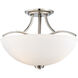 Overland Park 3 Light 17 inch Brushed Nickel Semi Flush Mount Ceiling Light