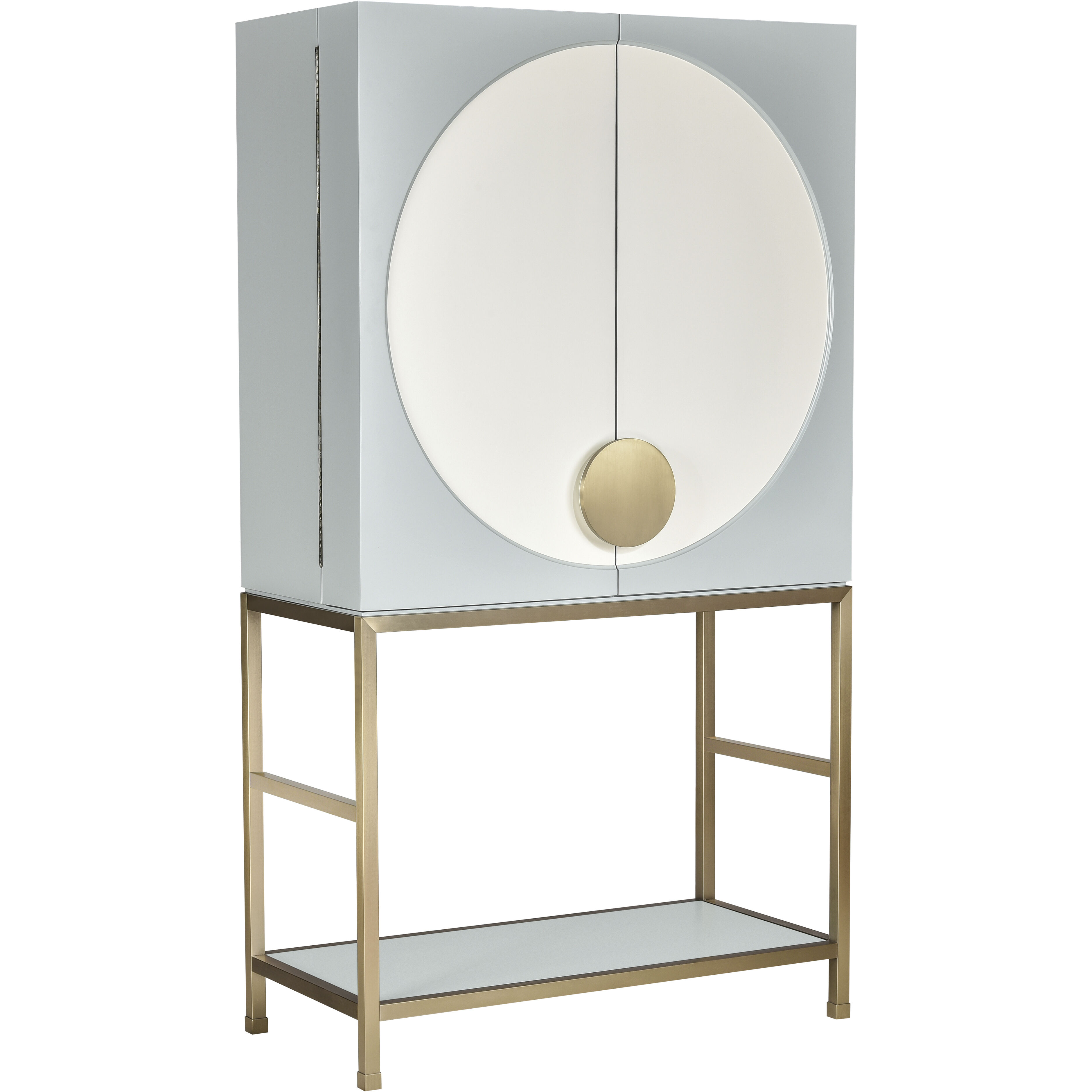 Gabe Light Blue with Brass Bar Cabinet