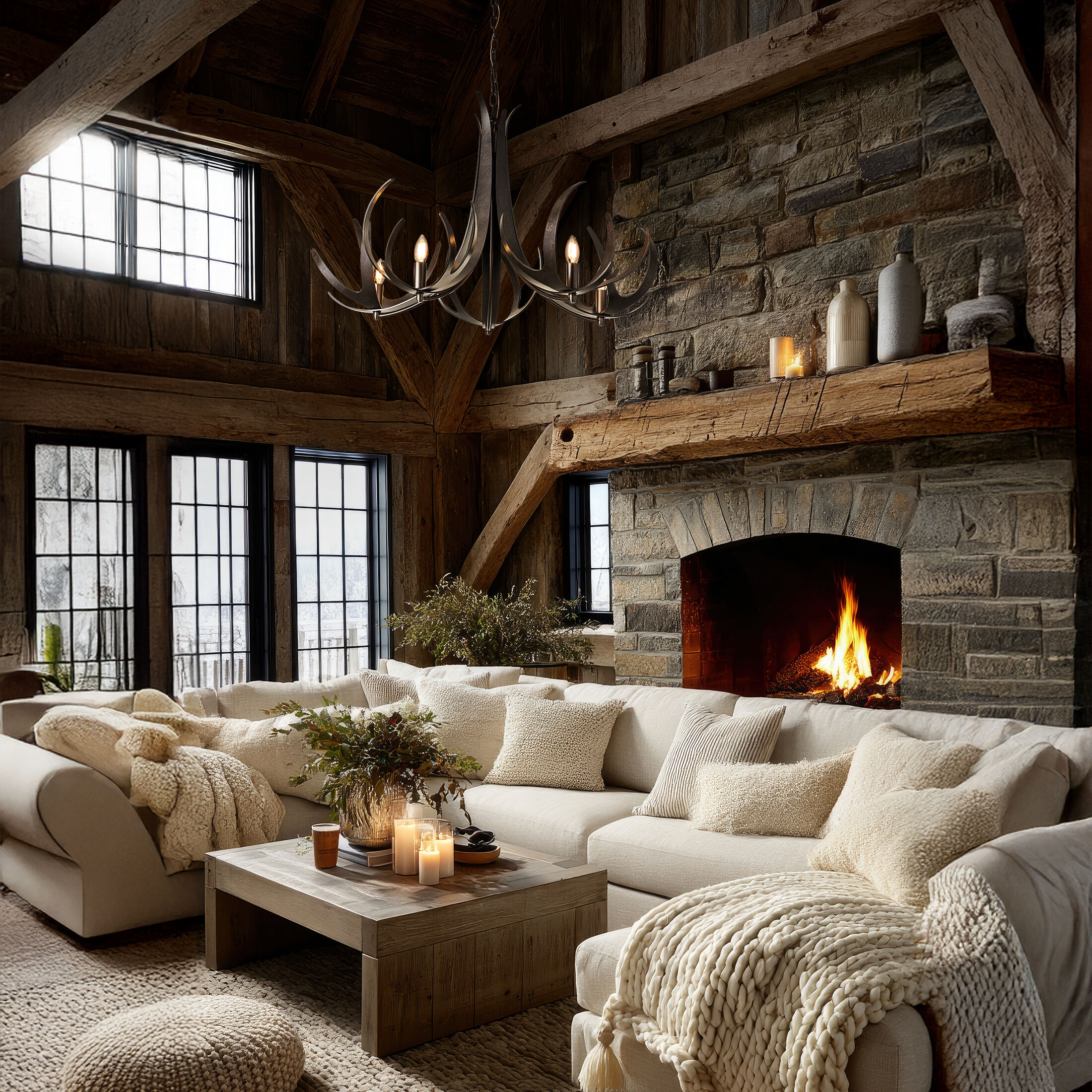 Caribou 5 Light 40.6 inch Dark Smoke Chandelier Ceiling Light