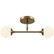 Fusion Collection - Noho Family 2 Light 16.5 inch Brushed Brass and Etched Opal Semi-Flush Ceiling Light, EVOLV