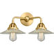 Nouveau 2 Halophane 2 Light 17 inch Satin Gold Bath Vanity Light Wall Light in Clear Halophane Glass