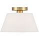 Modern 1 Light 12 inch Natural Brass Semi-Flush Ceiling Light