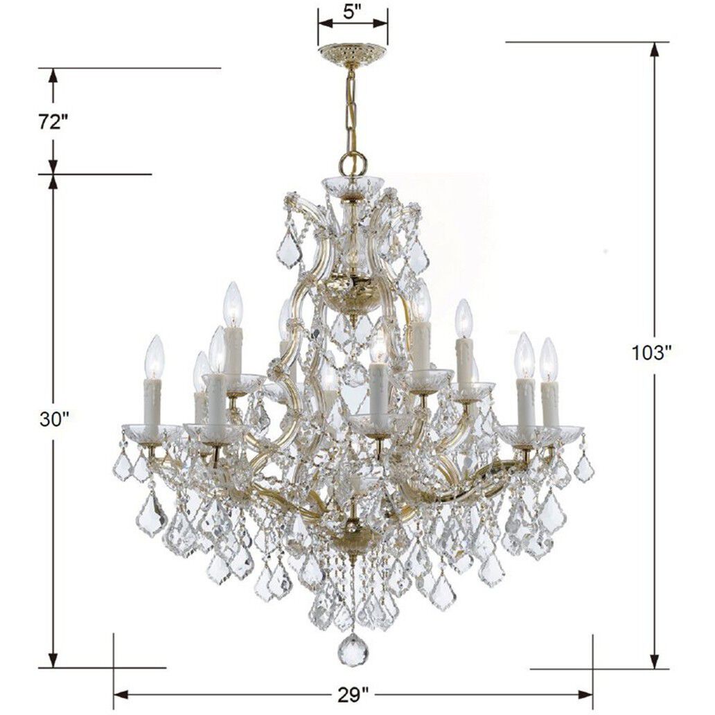Maria Theresa 13 Light 28 inch Gold Chandelier Ceiling Light in Clear Swarovski Strass