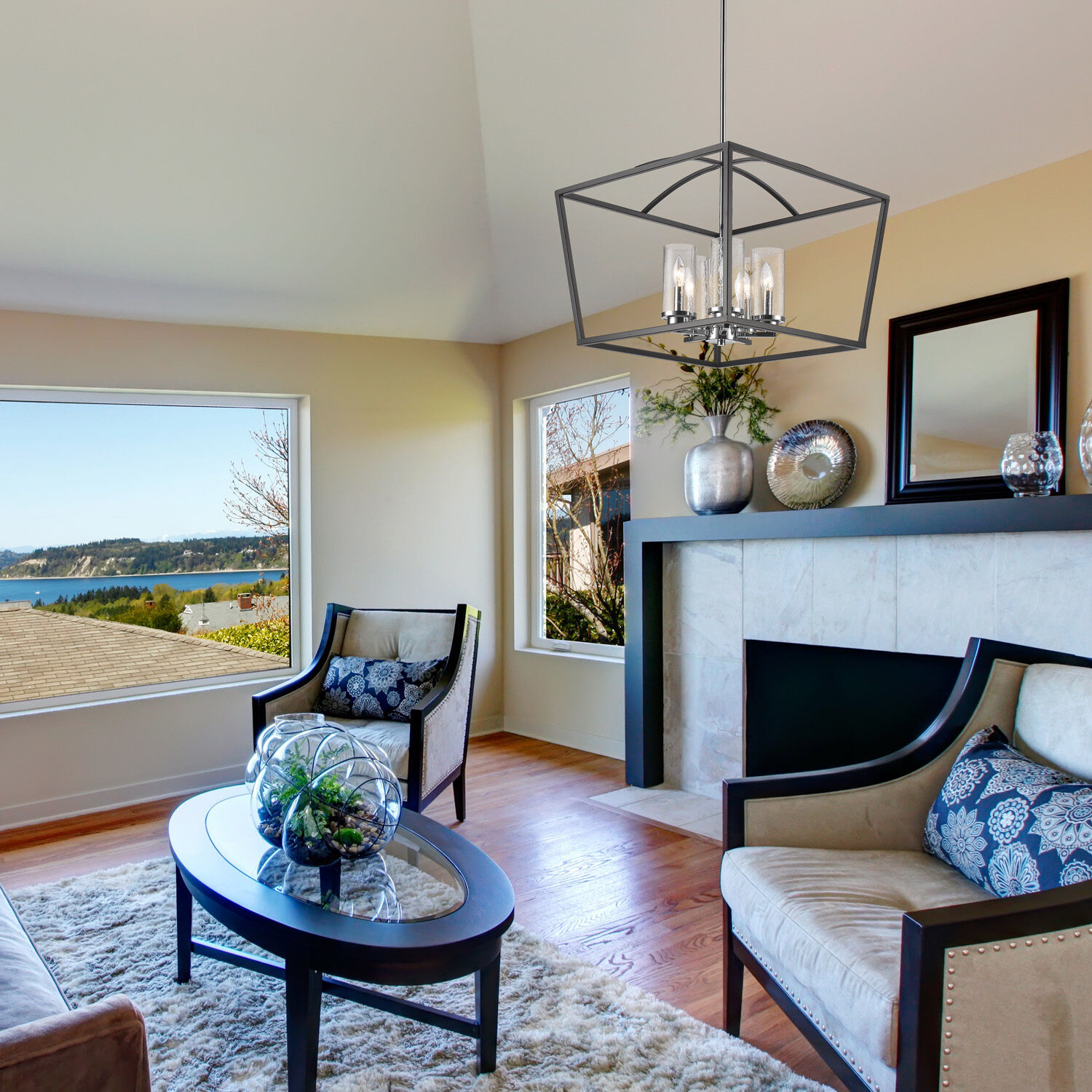 Mercer 22.13 inch 60.00 watt Matte Black Chandelier Ceiling Light in Matte Black/Matte Black