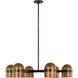 Avroko Octavia 6 Light 36 inch Blackened Bronze/Bright Worn Brass Chandelier Ceiling Light