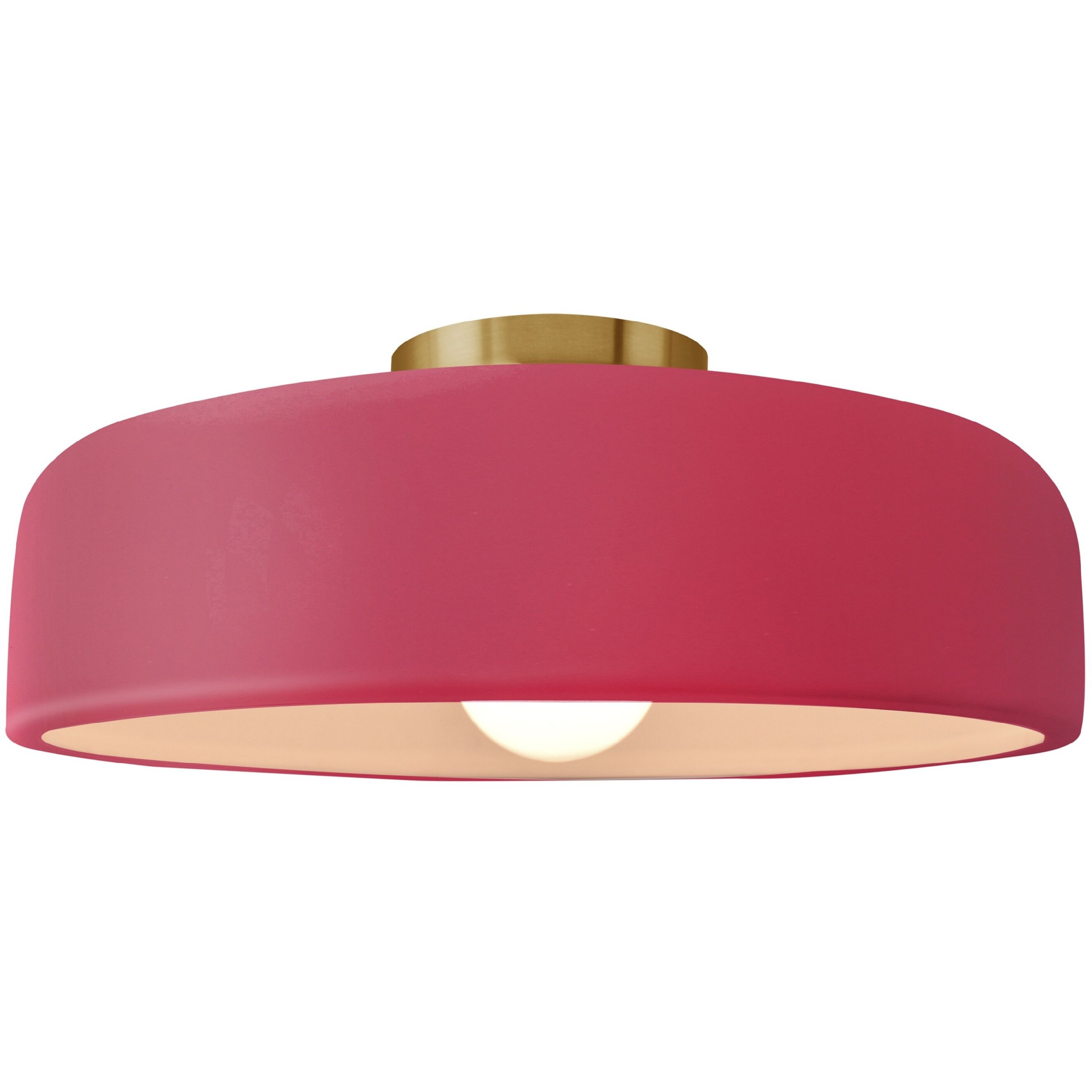 Radiance Collection - Spire LED 13 inch Cerise and Brushed Brass Semi-Flush Ceiling Light in Dedicated LED, 13W x 6H, Form+Finish+Function