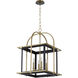 Moritz 4 Light 19 inch Matte Black with Aged Brass Lantern Pendant Ceiling Light