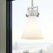 Newton Cone 1 Light 8 inch Satin Nickel Mini Pendant Ceiling Light in Matte White Glass