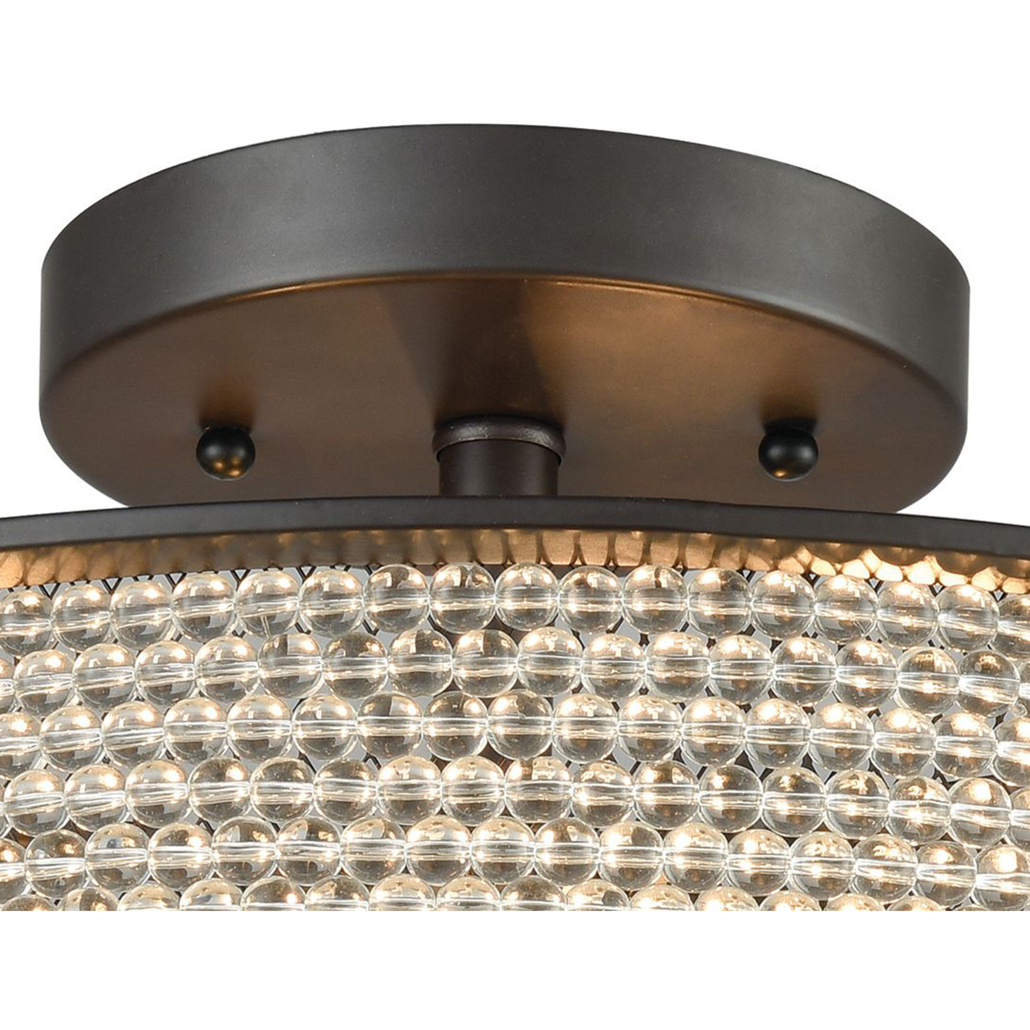 Glass Beads 3 Light 16 inch Oil Rubbed Bronze Semi Flush Mount Ceiling Light