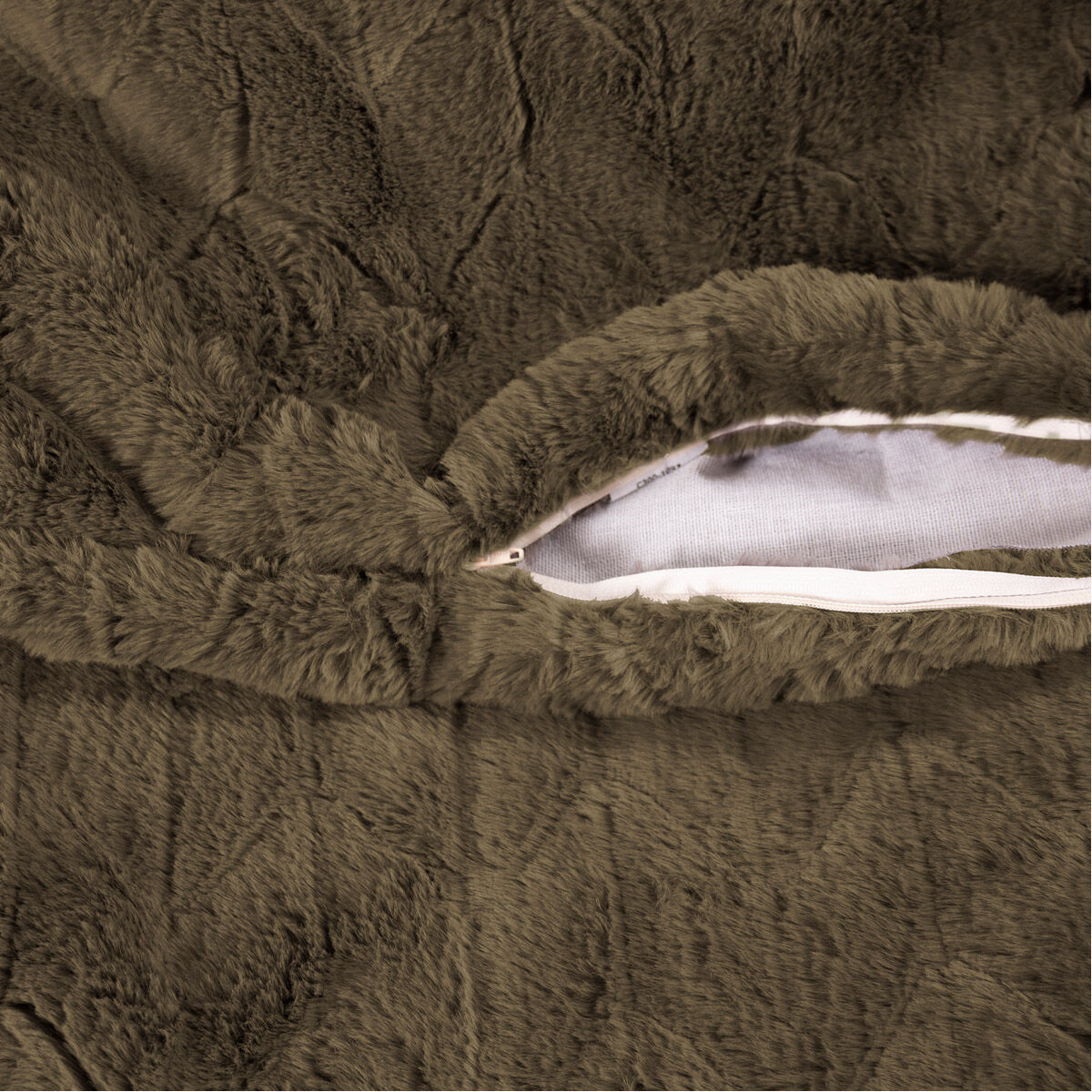 Puff Angora Moss Scroll Rocker with Cover