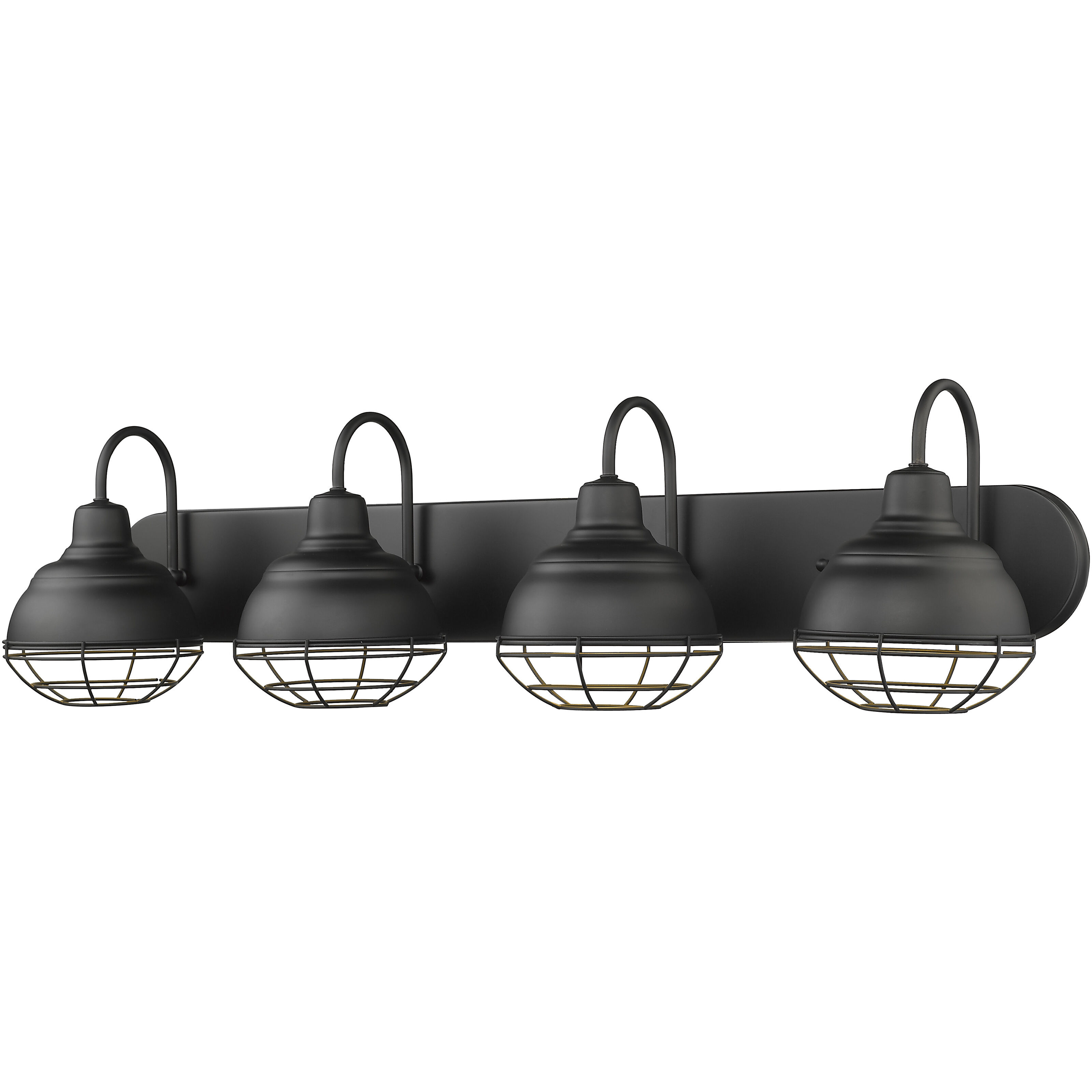 Neo-Industrial 4 Light 36.25 inch Matte Black Vanity Light Wall Light