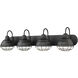 Neo-Industrial 4 Light 36.25 inch Matte Black Vanity Light Wall Light
