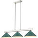 Cobalt 3 Light 46 inch Brushed Nickel Billiard Ceiling Light in Dark Green