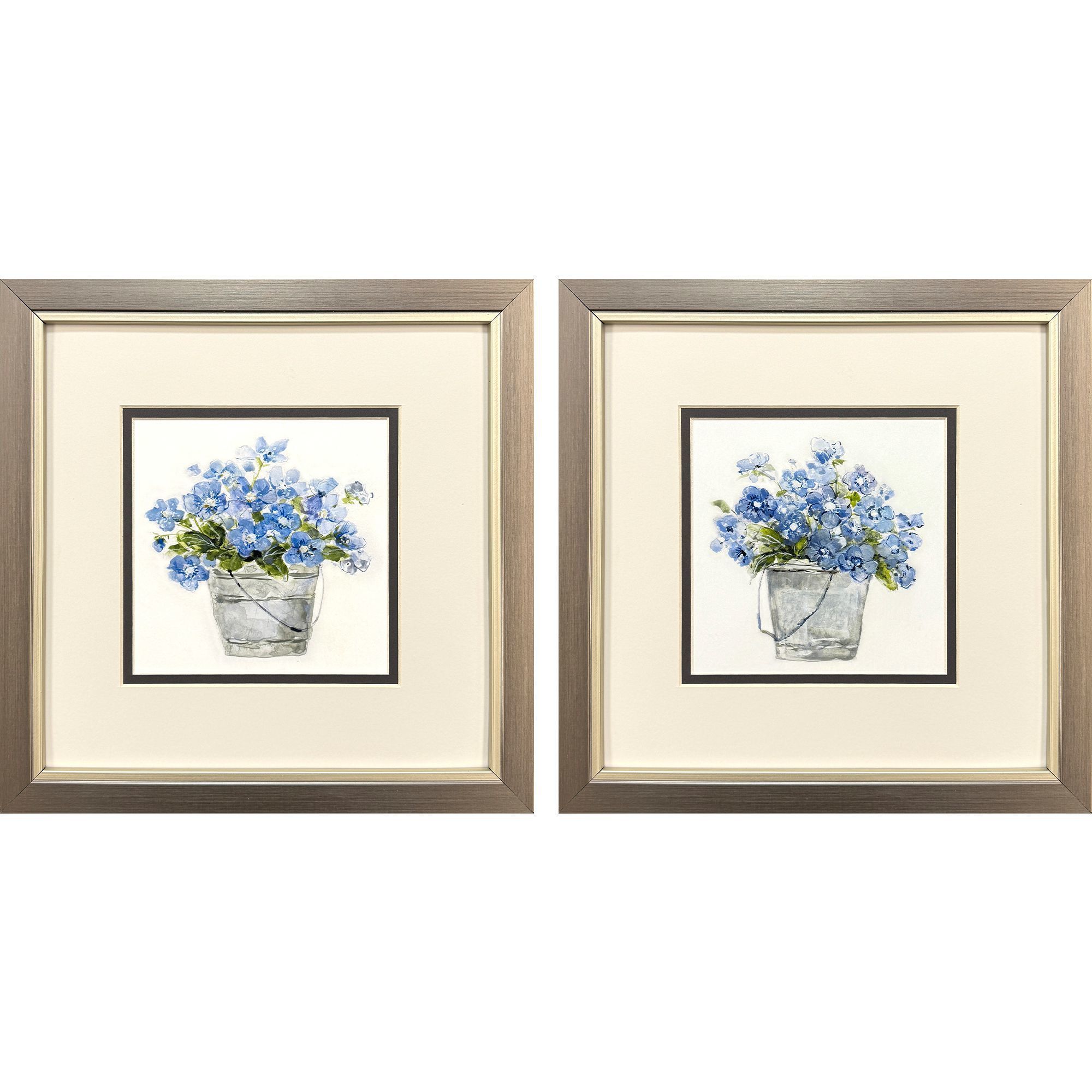 Bluebells Blue and Gray and White and Green Framed Art, Propac