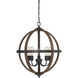 Farmhouse 5 Light 22 inch Wood with Black Chandelier Ceiling Light