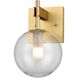 Courcelette Sconce Wall Light in Clear Glass, Venetian Brass