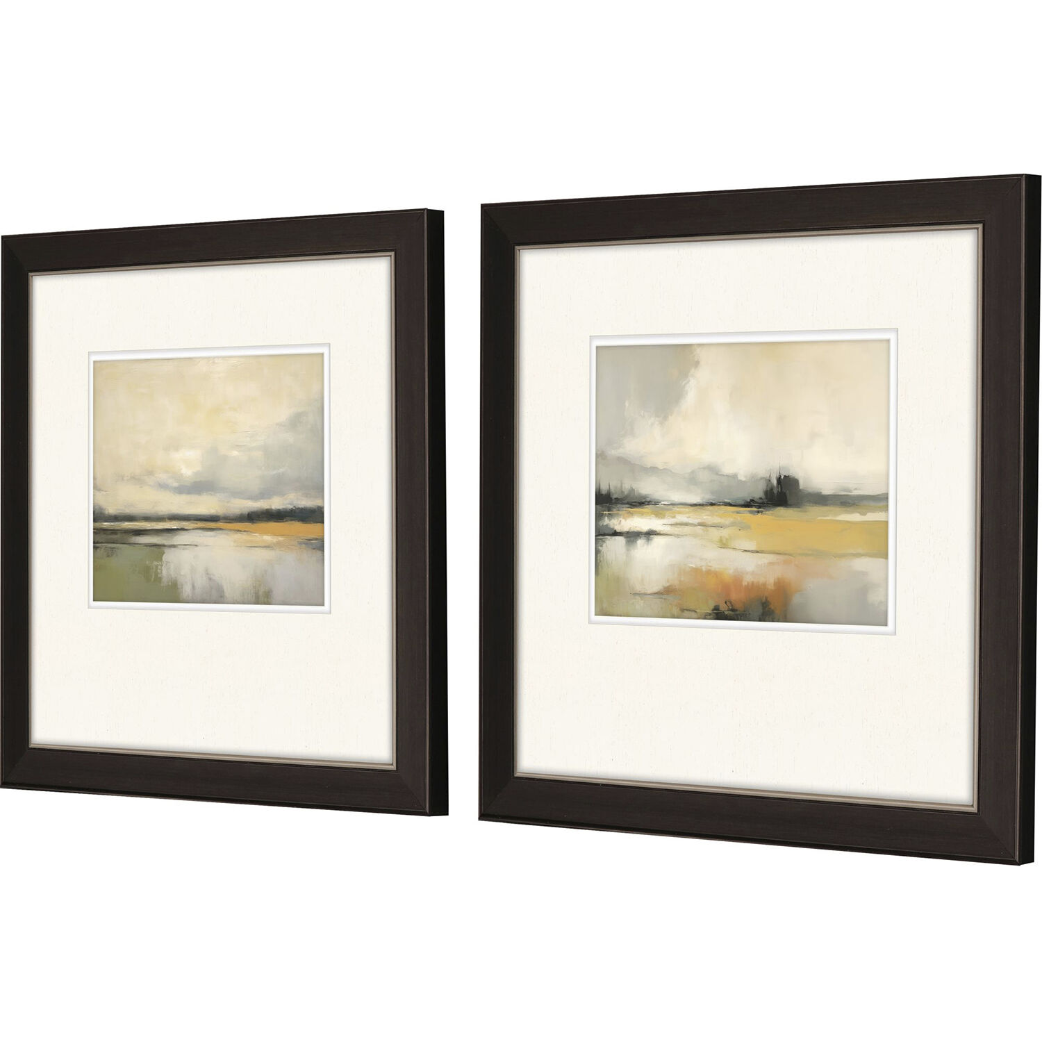 Silent Landscape Blue and Orange and White and Green Framed Art, Propac