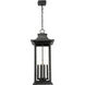 Tiberius 6 Light 12 inch Black Outdoor Chain Mount Ceiling Fixture in Clear Seedy Glass