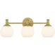 Orlisse 3 Light 23.5 inch Vintage Brass Bathroom Vanity Light Wall Light