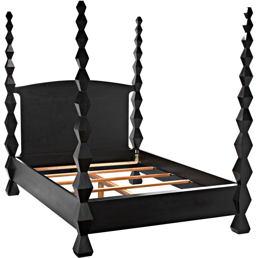 Brancusi Hand Rubbed Black Bed, Queen