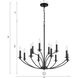 Mila 12 Light 32 inch Black Chandelier Ceiling Light